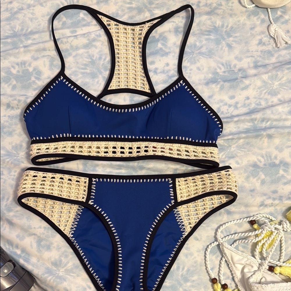 Victoria's Secret Blue and Cream Bikini Set